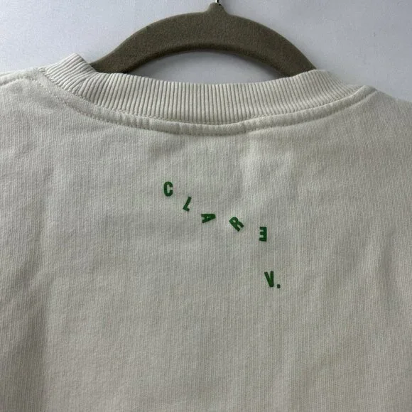 Clare V. Sweatshirt Pullover Women's M Cream Le Weekend Embroidered Crewneck - Picture 10 of 13